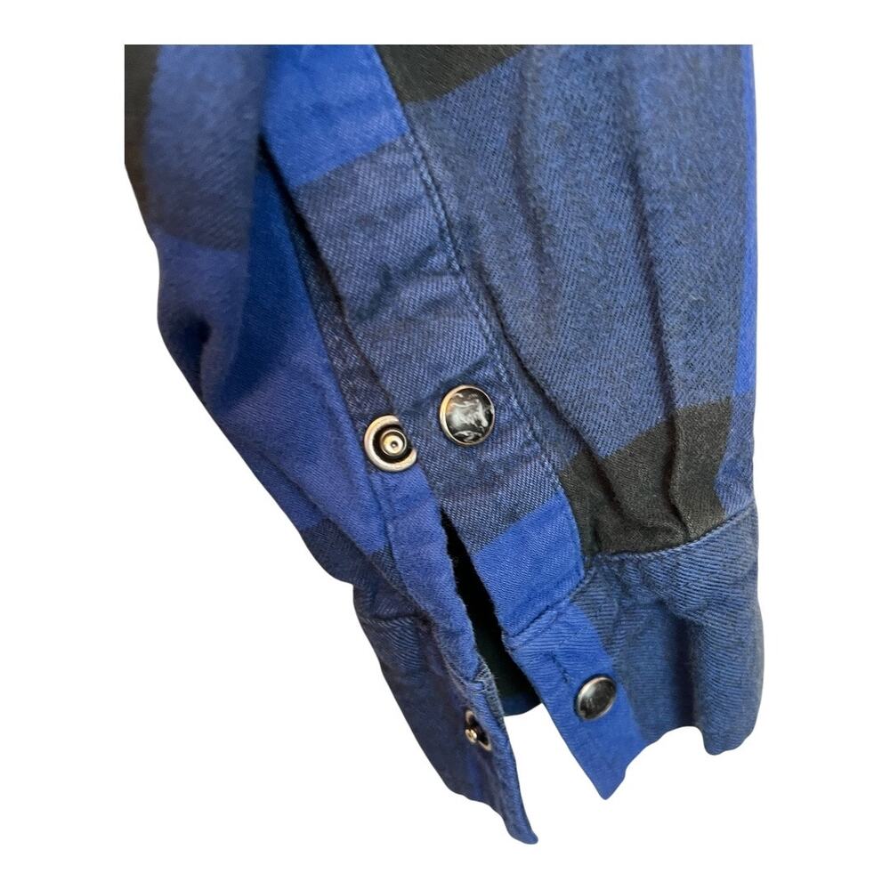 Mens Grunge Flannel Shirt Button Down Distressed Gorpcore Utility XL Blue - Picture 6 of 8